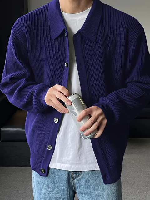 Tarz Cool Erkek Düğme Detaylı Regular Fit Hırka - S000330547-21164