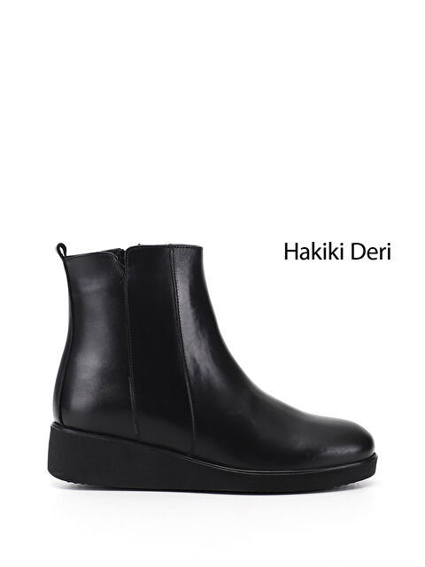 GÖNDERİ(R) Kadın SİYAH Fermuarlı Dolgu Topuklu Hakiki Deri Bot - S000502467-19351