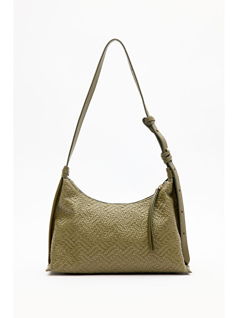 Manuka Dokulu Deri Omuz Çantası Yağ Yeşili - S000483727-1091