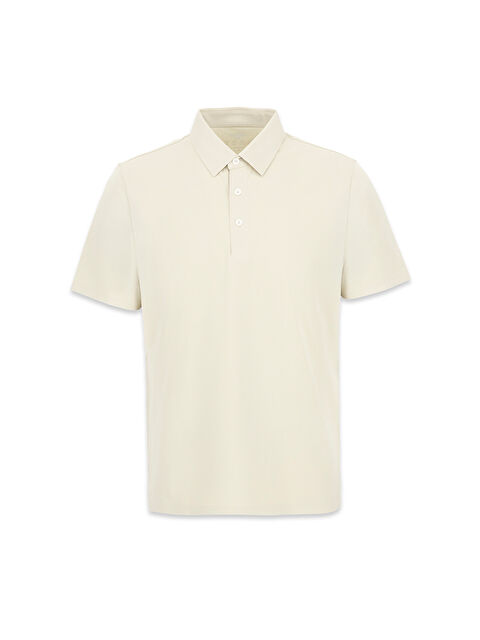 Kiğılı Polo Yaka Regular Fit İpek Karışımlı Dikişsiz Örme Tişört