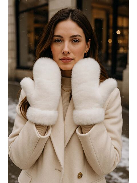 Remsa Kadın Pelüş Eldiven ELD-32 Ekru - S000467774-19965