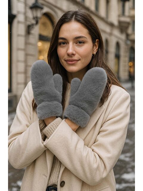 Remsa Kadın Pelüş Eldiven ELD-32 Gri - S000467774-20600