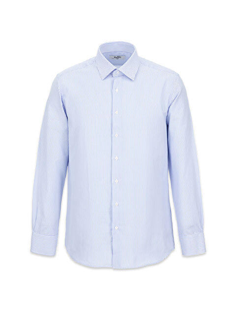 Kiğılı Uzun Kol Slim Fit Çizgili Klasik Yaka Pamuklu Kolay Ütülenebilir Gömlek