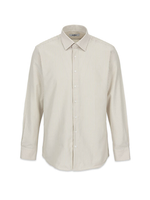Kiğılı Uzun Kol Slim Fit Çizgili Klasik Yaka Pamuklu Kolay Ütülenebilir Gömlek