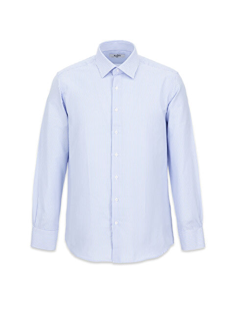 Kiğılı Uzun Kol Slim Fit Çizgili Klasik Yaka Pamuklu Kolay Ütülenebilir Gömlek