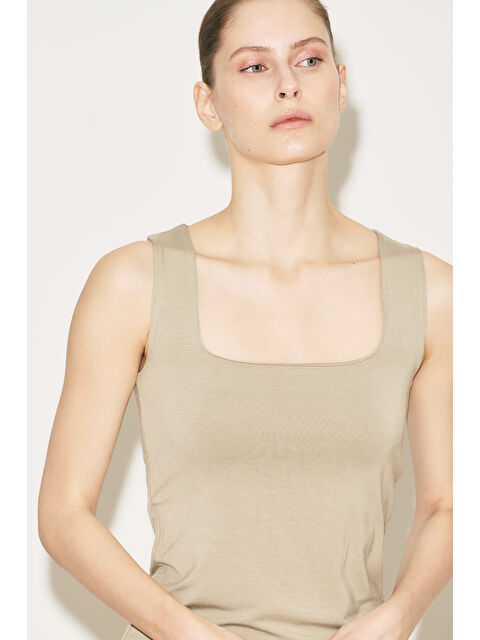 Manuka Easy Kolsuz Kare Yaka Bluz Taş