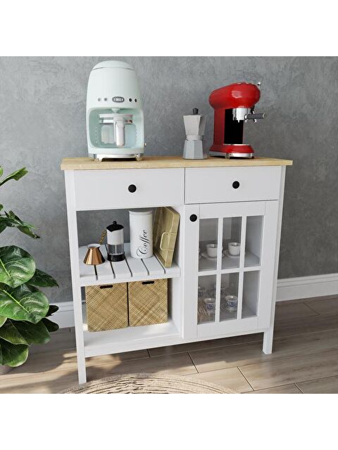 Just Home Çok Amaçlı Kahve Büfesi - Beyaz - 90 cm - S000417745-20063