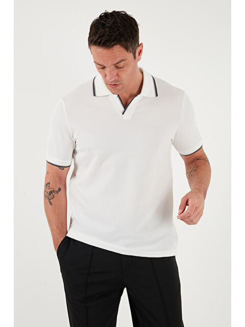 Buratti Streç Pamuklu Regular Fit Şerit Detaylı Polo Yaka Tişört 5902768 - S000380480-19965