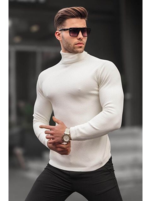 Madmext Kemik Rengi Balıkçı Yaka Erkek Triko Kazak 6306 - S000030321-16277