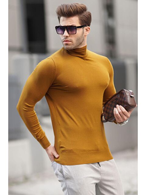 Madmext Tütün Rengi Balıkçı Yaka Erkek Triko Kazak 6809 - S000060023-20839