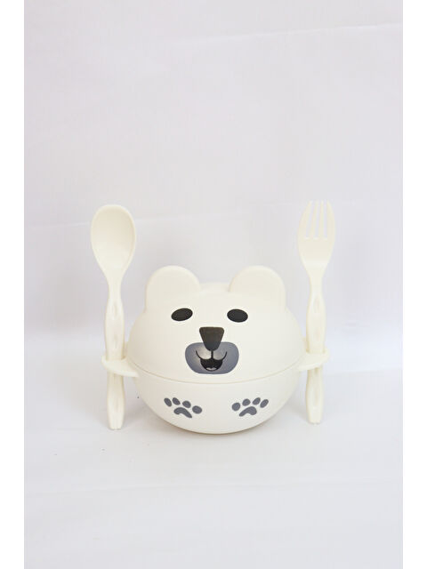 ninovivo Sevimli Ayıcık Kapaklı Kase Çatal Kaşık Seti - S000266049-20063