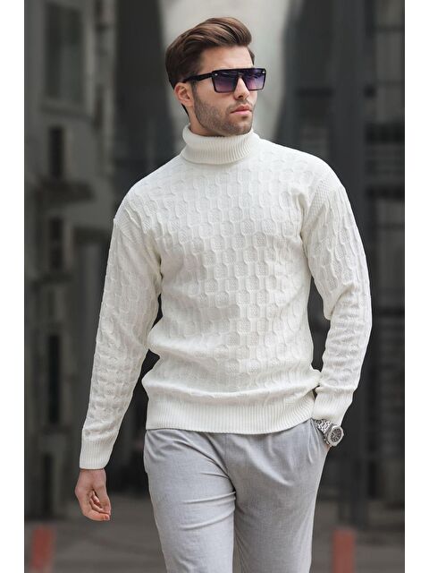 Madmext Kemik Balıkçı Yaka Desenli Erkek Kazak 6835 - S000117406-16277