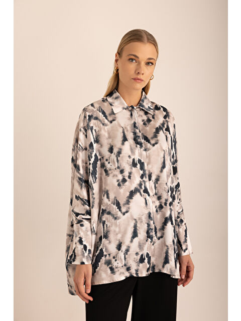 AKER Taş Desenli Yarasa Kollu Bluz