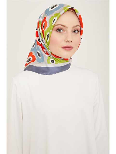 ARMİNE Çiçek Desenli Twill İpek Eşarp 24Ya9106 54 54 - S000498122-23173