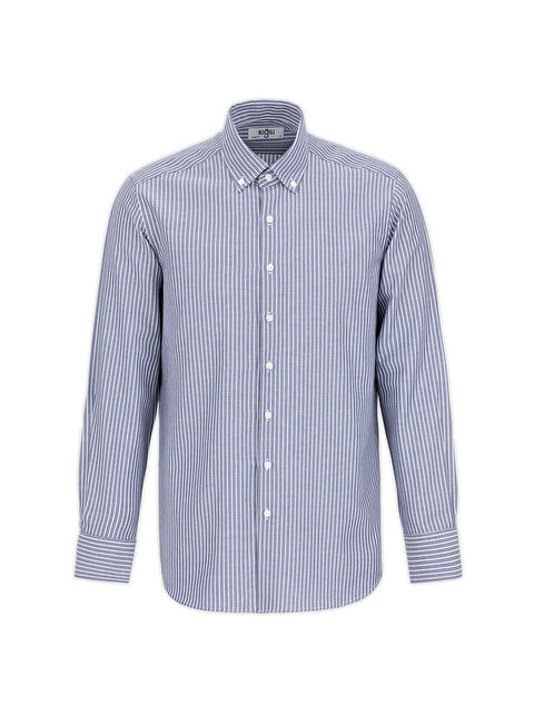 Kiğılı Uzun Kol Regular Fit Çizgili Düğmeli Yaka Pamuklu Kolay Ütülenebilir Gömlek - S000531280-29672