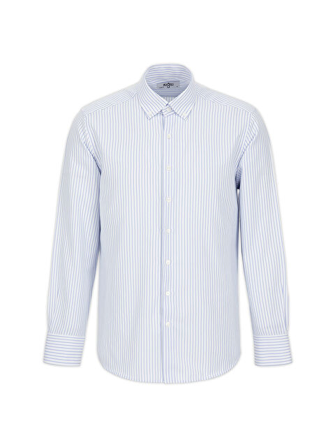 Kiğılı Uzun Kol Regular Fit Çizgili Düğmeli Yaka Pamuklu Kolay Ütülenebilir Gömlek - S000531280-17174