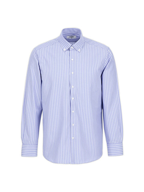 Kiğılı Uzun Kol Regular Fit Çizgili Düğmeli Yaka Pamuklu Kolay Ütülenebilir Gömlek - S000531280-19393