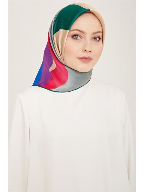 ARMİNE Geometrik Desenli Twill İpek Eşarp 24Ya9148 31 80 - S000498129-23173