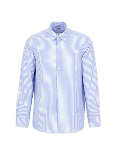 Kiğılı Uzun Kol Regular Fit Çizgili Düğmeli Yaka Pamuklu Kolay Ütülenebilir Gömlek - S000531280-17437