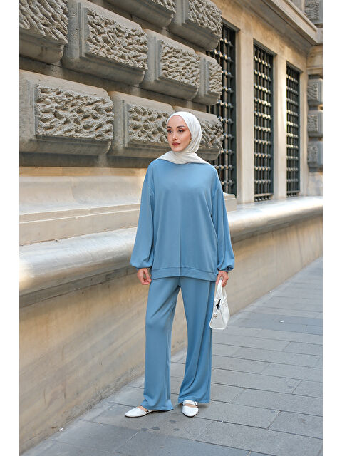 Locco Moda Kadın Bisiklet Yaka İkili Takım Açık Mavi - S000430744-17437