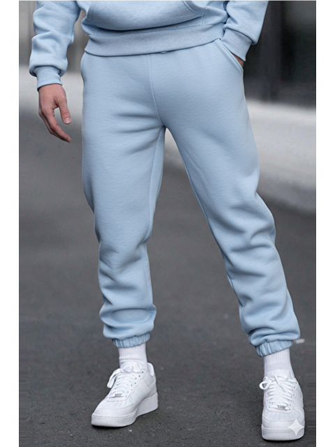 Tarz Cool Bebe Mavi Unısex Regular/Normal Kesim Paçası Lastikli İçi Polar/Sıcak Tutan Eşofman Altı - S000498115-3642