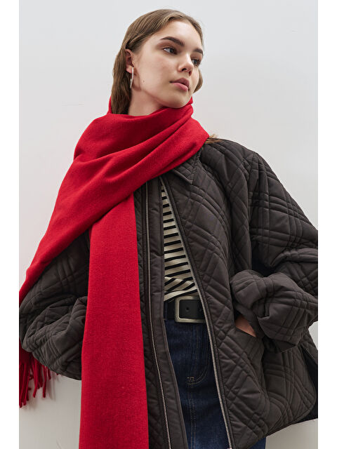 Manuka Kaşmir Dokulu Şal Kırmızı - S000471176-20045