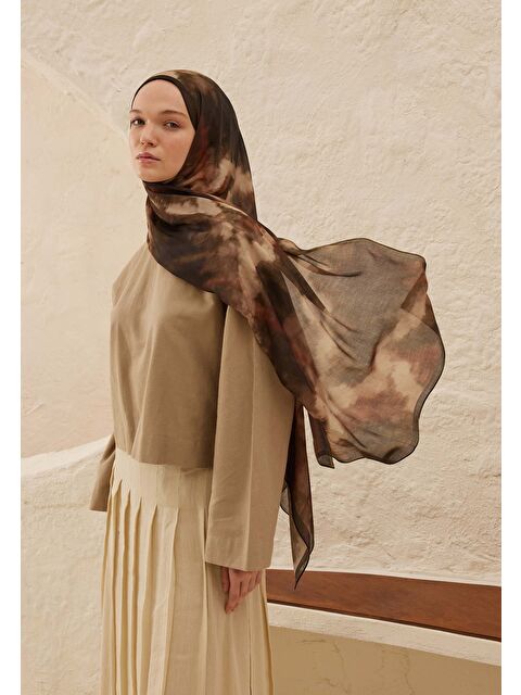 Fresh Scarfs Batik Desen Rami Şal Kahve - S000459761-28102