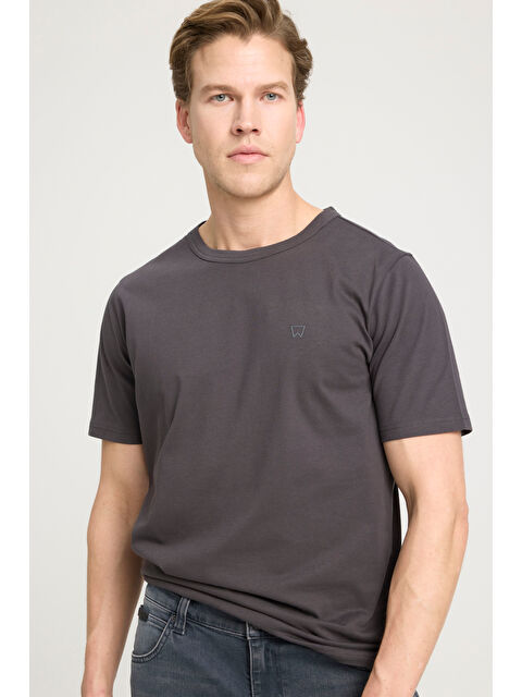 Wrangler Regular Fit Normal Kesim Bisiklet Yaka %100 Pamuk Antrasit Tişört - S000530597-29666