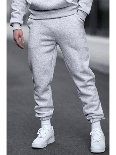 Tarz Cool Gri Unısex Regular/Normal Kesim Paçası Lastikli İçi Polar/Sıcak Tutan Eşofman Altı - S000498115-20600