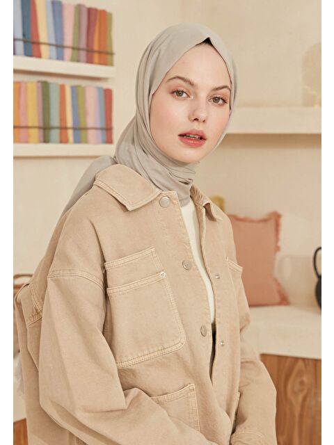Fresh Scarfs İnce Pamuk Vual Şal Sıcak Gri - S000420394-6413