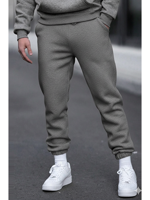 Tarz Cool Füme Unısex Regular/Normal Kesim Paçası Lastikli İçi Polar/Sıcak Tutan Eşofman Altı - S000498115-33408