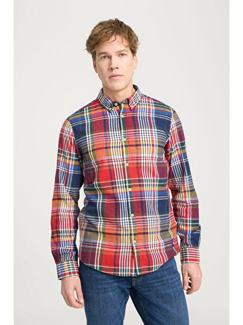 Wrangler Regular Fit Geniş Kesim %100 Pamuk Çok Renkli Turuncu Gömlek - S000530598-23173