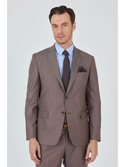 İMZA Turuncu Mono Yaka Düz 2 Düğme Classic Yünlü Slim Fit Takım Elbise 1001250175 - S000388032-20010