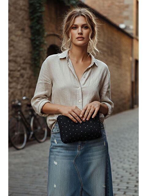 Bagg Işıltılı Clutch Siyah - S000481717-19351