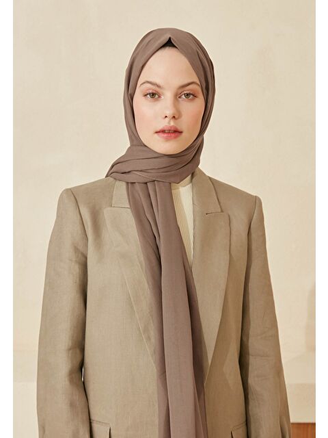 Fresh Scarfs İnce Pamuk Vual Şal Tozlu Kahve - S000420394-37320