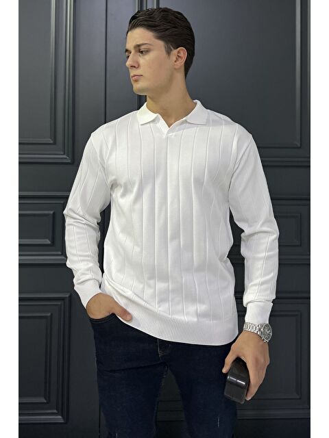 Mishar İtalia Polo Yaka Çizgi Desenli Erkek Triko Kazak - S000427916-20063