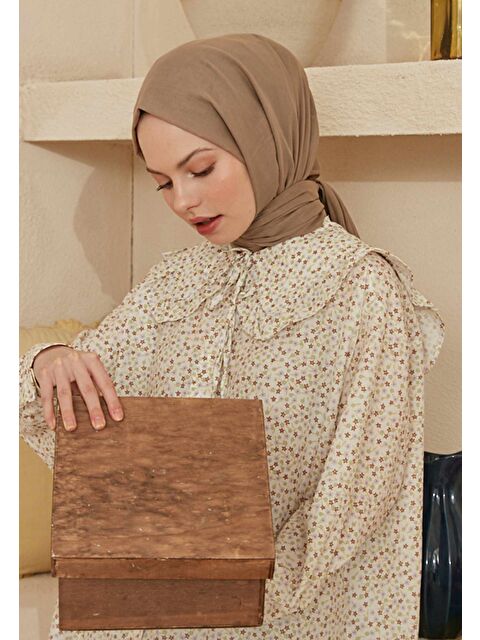 Fresh Scarfs İnce Pamuk Vual Şal Vizon - S000420394-19933