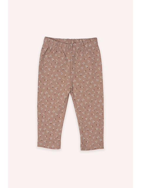 Panço Yenidoğan Çiçek Baskılı Beli Lastikli Ekru Tayt - S000525844-19965