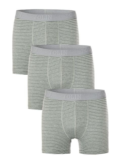 Tolin Erkek 3'lü Süprem Pamuklu Elastanlı Gri Boxer Seti 4147-07 - S000380484-20600
