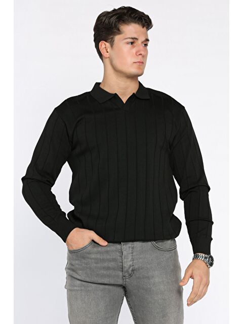 Mishar İtalia Polo Yaka Çizgi Desenli Erkek Triko Kazak - S000427916-19351