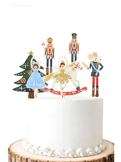 Le Mabelle Çok Renkli Yılbaşı Tema Figürlü 7'li Uzun Kürdan Pasta Süsü - S000486702-23173