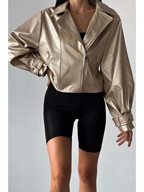 eka Kadın Bej Oversize Deri Ceket 0991-9999 - S000439732-19928