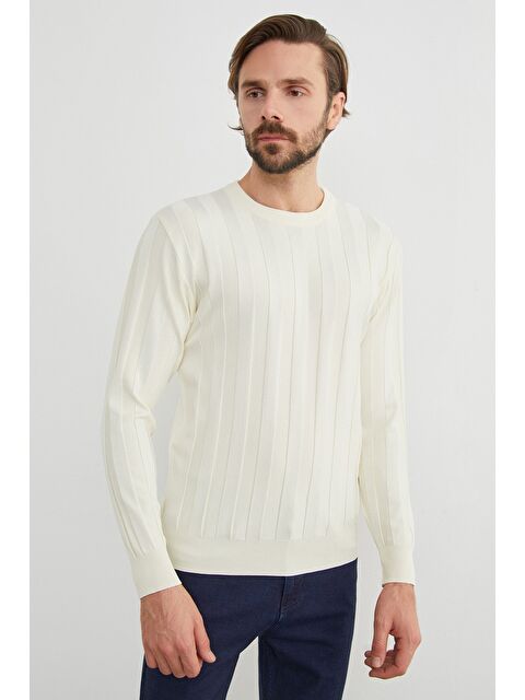 Fullamoda Şeritli Bisiklet Yaka İnce Triko Kazak - S000444529-19965