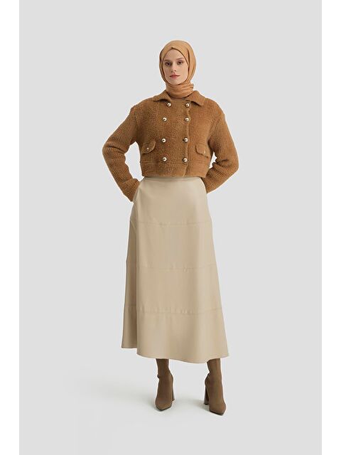 ARMİNE Tüylü Triko Ceket 24K5718 Camel - S000508500-4557