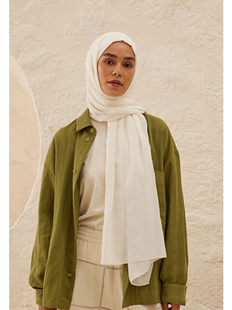 Fresh Scarfs Rami Viskon Şal Beyaz - S000420268-21165