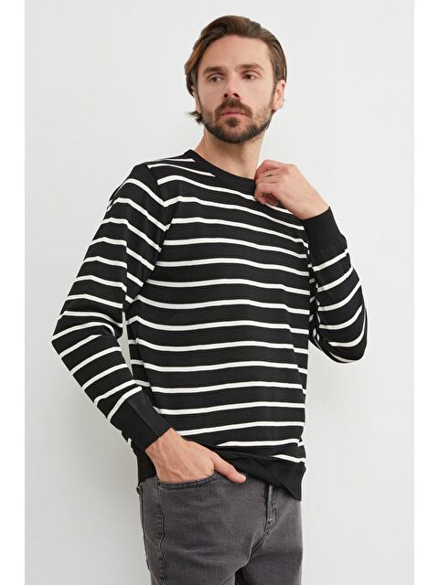 Fullamoda Çizgili Bisiklet Yaka Kazak - S000444519-19351