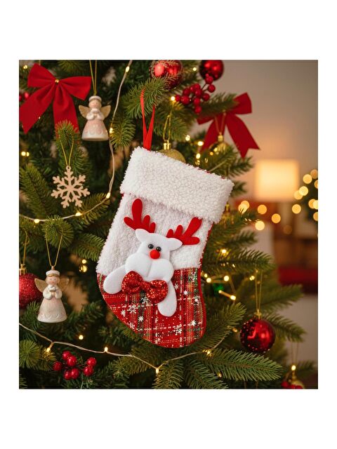 Bam Hediyelik Eşya Yılbaşı Desenli Orta Boy Çorap Yılbaşı Süsü - S000457483-23173