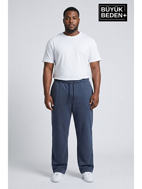 Süperlife Erkek Büyük Beden Rahat Kesim Paça Reçme AR Baskılı İnce Eşofman Altı SPR26EA952-1 - S000482632-19393