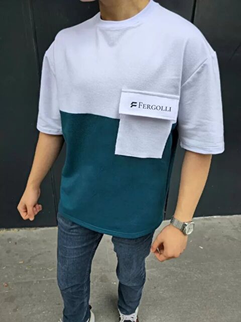 Jane's Unisex Torba Cep Detaylı  Parçalı T-Shirt - Lacivert - S000528268-21164