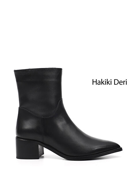 GÖNDERİ(R) Kadın SİYAH Fermuarlı Sivri Burun Hakiki Deri Bot - S000498868-19351